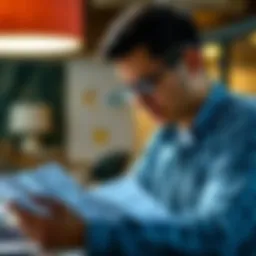 A person looking over their financial documents to assess student loan status