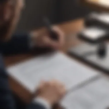 Examining Lease Agreements Carefully A person reviewing a lease agreement thoughtfully