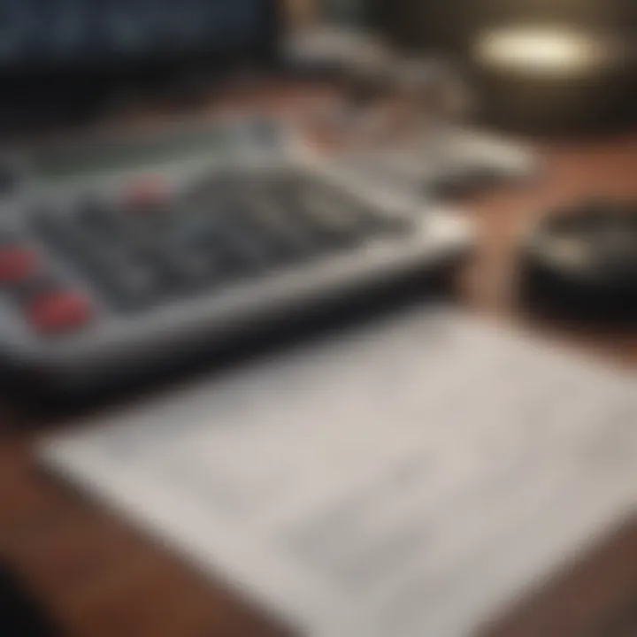 Calculator and financial documents on a desk