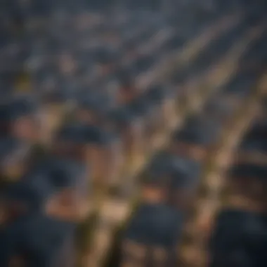 Aerial view of a bustling urban landscape with limited housing options