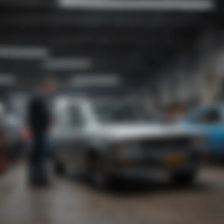 A mechanic inspecting a used car for quality assurance