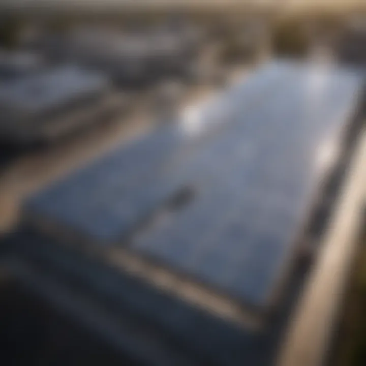 Commercial solar panel installation on a large building